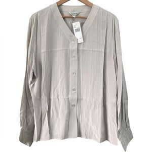 2/$20 NWT Austin Reed Button Down Pleated Blouse 100%Silk Stone Sz 20W